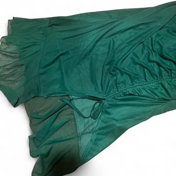 Homrain Green Ruched Bodycon Midi Square Neck Ruched Cocktail Midi Dress - Picture 5 of 6